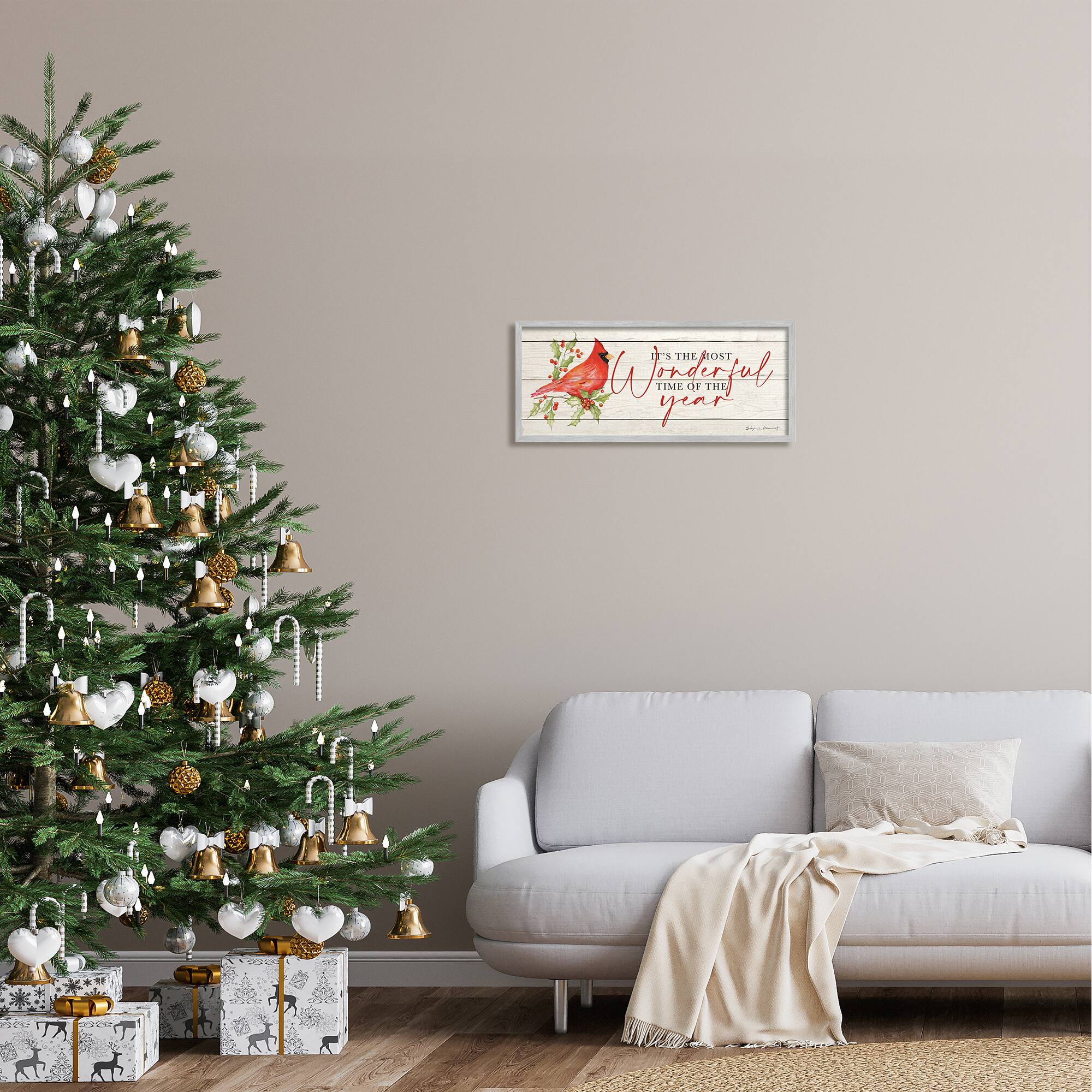 Stupell Industries Most Wonderful Time Cardinal Framed Giclee Art